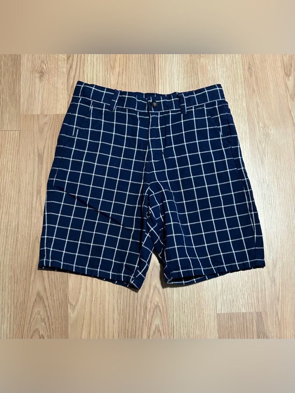 Janie And Jack Windowpane Plaid Shorts Boys Linen Blend Size 12